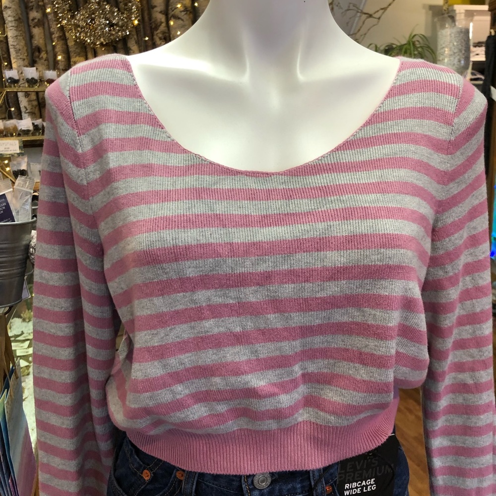 Free People Cropped Striped Sweater